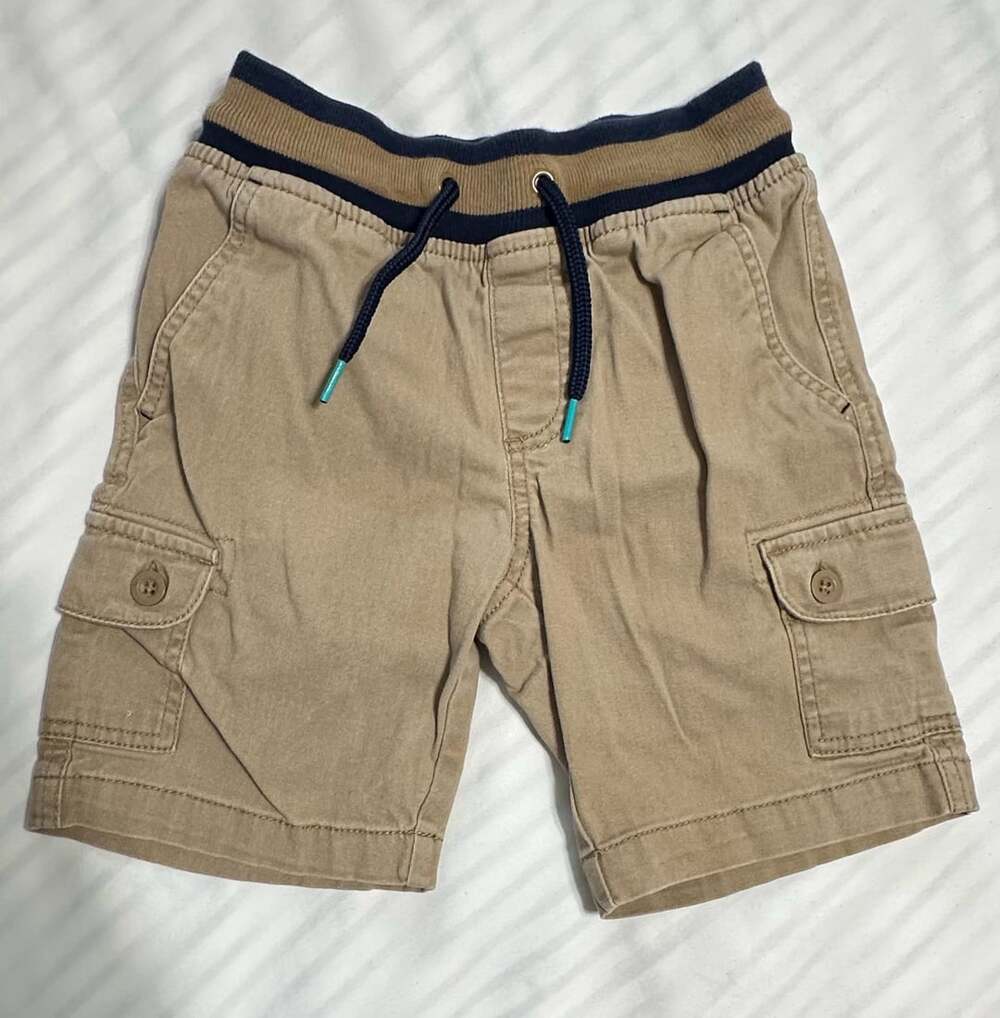 Wonder Nation Toddler Boys Khaki Cargo Shorts with Striped Elastic Waist and Dra